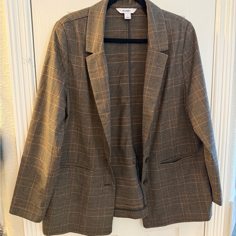 Old Navy Classic Brown Plaid Women's Blazer Size Large